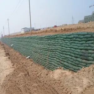 Jeotekstil çanta Geobag olmayan dokuma geotekstil çanta istinat duvarları için yeşil siyah eğim stabilizasyon erozyon kontrol sitesi
