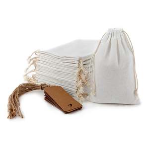 Custom Handmade Jewelry Bracelet <b>Storage</b> Party <b>Gift</b> <b>Wrap</b> Muslin Cotton Reusable Cloth Mini Drawstring Bag - Product Image 1