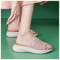 Sandales compensées en cuir PU à bout ouvert pour l'été sandales antidérapantes à semelle souple pour femmes et dames chaussures décontractées de marche en plein air