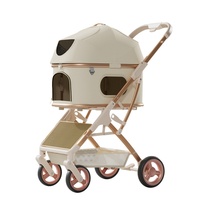 Carrito de Paseo para Mascotas de Aluminio, Plegable con un Clic, Ligero, Lavable, Ajustable, de 4 Ruedas, para Perros y Gatos, Uso en Exteriores
