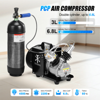 Compresseur d'air PCP TUXING haute pression à double cylindre mini 4500Psi/300Bar/30Mpa avec séparation huile-eau pour la chasse et la plongée sous-marine