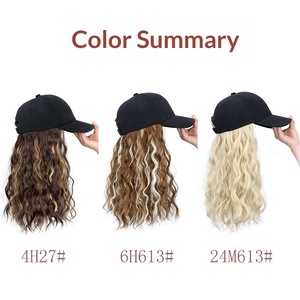Gorra <span class=keywords><strong>de</strong></span> béisbol sintética <span class=keywords><strong>de</strong></span> una pieza para <span class=keywords><strong>mujer</strong></span>, con peluca <span class=keywords><strong>de</strong></span> cabello sintético <span class=keywords><strong>de</strong></span> alta temperatura hecha a máquina, <span class=keywords><strong>de</strong></span> longitud media y ondas <span class=keywords><strong>de</strong></span> agua, venta al por mayor <span class=keywords><strong>de</strong></span> fábrica. - Product Image 2