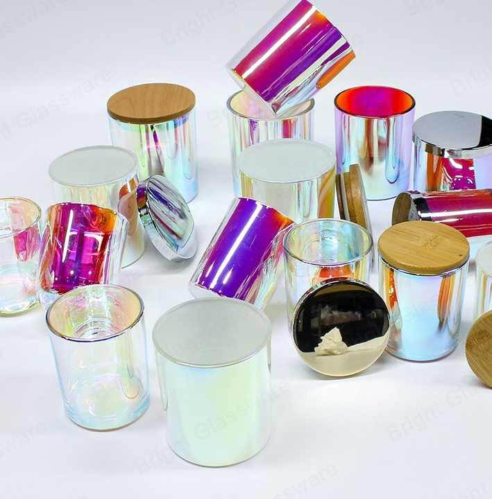 Factory More Styles Iridescent Glass Candle Vessel Round Explosion ...