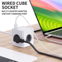 Multiprise Cube Nouveau Style avec 3 Ports USB Prise Multi Standard Europe Prise d'extension PD20W avec fonction magnétique