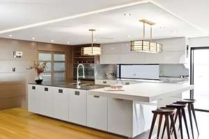 อลูมิเนียมที่ทันสมัยในตัวตู้ครัวผลิตภัณฑ์ห้องครัวสีขาวหรูหรา - Product Image 2