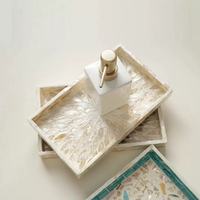 Plateau suspendu rectangulaire de luxe léger, style sud-ouest, pour rangement de fruits et collations, avec décorations coquillages, fleurs et poissons, pour mariage