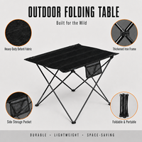 Table pliante en tissu Oxford avec logo personnalisé en gros, pour le camping, cadre en fer épaissi, table de pique-nique portable pour l'extérieur