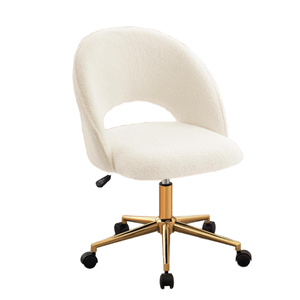 Cute Vanity <b>Chair</b> Back Office <b>Desk</b> <b>Chair</b> Swivel Tilting Wheels <b>Girls</b> Upholstered Armless Accent <b>Chair</b> Gold Metal Height - Product Image 1