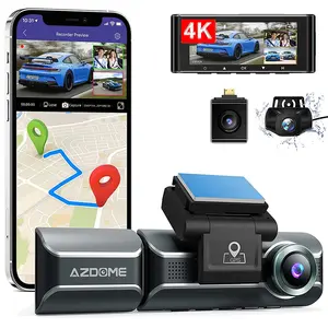 AZDOME M550 Dash Cam 3 canais Frente + Dentro + Traseira 4K 3840*2160P DVR Câmera de Carro Dashcam Embutido WiFi GPS Modo de Estacionamento G-Sensor