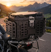 Boîte de rangement arrière pour moto de 45 L, style blindé, extensible des deux côtés, MTC-11