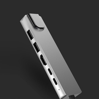 Nuevo Hub USB C Multifuncional 6 en 1, Adaptador Tipo-C 4K 30Hz para HDTV, Teléfono, TF, SD, RJ45, Interfaz de Carga para Soporte de Laptop