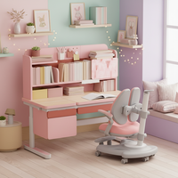 Ensemble de bureau et étagère pour élèves du primaire, moderne, avec tiroir de rangement, hauteur réglable, table d'étude carrée en bois, chambre à coucher, salon