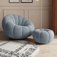 Fauteuil paresseux moderne en velours en forme de citrouille avec ottoman, écologique, pour salon