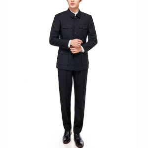 Costume de Zhongshan, uniforme de bureau, <span class=keywords><strong>col</strong></span> chinois, tunique chinoise pour homme, costume noir <span class=keywords><strong>Mao</strong></span>, Traje Chino, costume Zhongshan - Product Image 4