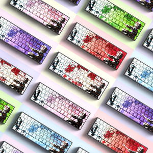 Ensemble de touches de clavier PBT double injection gravées sur le côté, profil Cherry, gris dégradé, transparentes, pour claviers mécaniques de jeu - Product Image 4