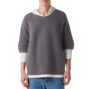 Pull à col mandarin en tricot mélangé de laine respirant à manches longues pour homme, logo personnalisé OEM et ODM, automne-hiver 2025 - Product Image 1