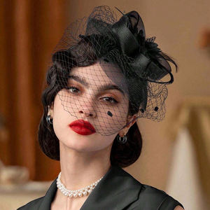 Chapeau de <span class=keywords><strong>Mariage</strong></span> Charmant et Élégant <span class=keywords><strong>avec</strong></span> Fleur en Résille Colorée, Coiffe en Plumes Polyvalente pour Accessoire Cheveux de Fête Femme - Product Image 2