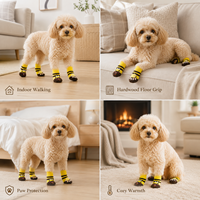 Chaussettes pour chiens et chats Mushafier, chaudes, imperméables, antidérapantes, en coton imprimé, double couche, semelle en caoutchouc, douces, respirantes, pour la marche en intérieur, soin des pattes