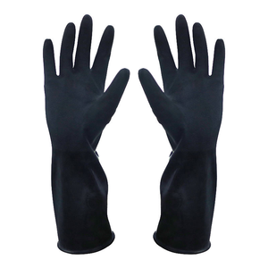 <span class=keywords><strong>Gants</strong></span> en <span class=keywords><strong>caoutchouc</strong></span> <span class=keywords><strong>butyle</strong></span> noir rugueux TRONPOWER certifiés CE EN388 2111X EN374 TYPE ABCIKL 0,4 mm/15 mil 14 pouces/350 mm roulés - Product Image 2