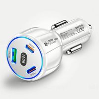 Ladegeräte Adapter 1 USB QC-Anschluss 2 USB-C PD-Anschlüsse 90W Auto-Ladegerät Schnellladung USB-Autoladegeräte