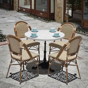 Muebles de exterior de bistró francés, silla de mimbre para exteriores, café, restaurante, jardín, mesa de comedor de aluminio y juego de sillas - Product Image 4