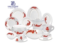 Service de table de mariage, vaisselle de luxe, service de table avec assiettes à salade, vaisselle en verre opale, 58 pièces, 72 pièces, vente en gros