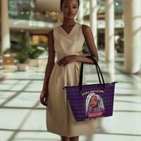 Sac à main en cuir pour femme à motif fille africaine, impression à la demande, livraison directe, sac fourre-tout polyvalent et personnalisé pour femme