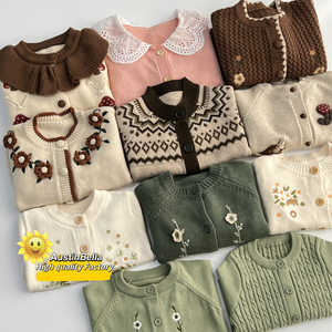 AustinBella – Fabricant de haute qualité – Cardigan en coton tricoté épais pour bébés et jeunes filles – Collection Hiver Décontractée - Product Image 3