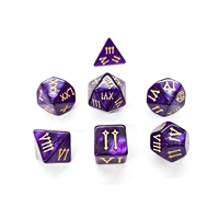 7 dés DND en acrylique violet nacré, chiffres romains, icônes uniques, multicolores pour Dungeons & Dragons DND RPG, composants de jeu de société