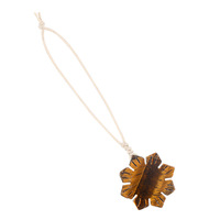 Pendentif Tournesol en Pierre Naturelle de 30 mm, Nouveauté, Ornement Créatif pour Arbre de Noël, Décoration Flocon de Neige Sculpté en Œil de Tigre Naturel