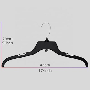 2025 Commercial 17 Inch PS Garment <strong>Hanger</strong> with Metal Iron Hook &amp; Shoulder Grips for Store Display - Black Wholesale Bulk Pack - Product Image 2