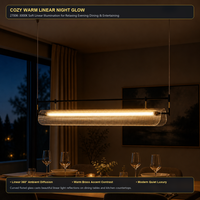 Lampu Gantung LED Linear Minimalis dengan Tabung Kaca Beralur untuk Dekorasi Ruang Tamu, Villa, Hotel, Bar, dan Konter