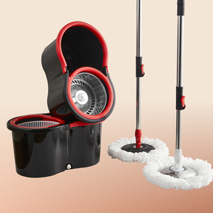 Juego de Trapeador de Microfibra Reutilizable de 360 Grados con Cubo Giratorio de Acero Inoxidable para Limpieza en Seco y Húmedo de Pisos Planos y Baños - Product Image 5