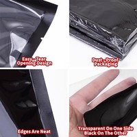 Sac sous vide en maille texturée noire personnalisé, scellé sur 3 côtés, de qualité alimentaire, résistant au congélateur, pour l'emballage de saucisses, bacon, viandes séchées et produits de charcuterie