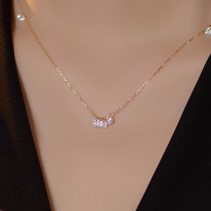 Collane di gioielli di moda <span class=keywords><strong>925</strong></span> <span class=keywords><strong>argento</strong></span> Sterling goccia d'<span class=keywords><strong>acqua</strong></span> tre diamanti nappe ciondolo zircone placcato in oro collane da donna - Product Image 1