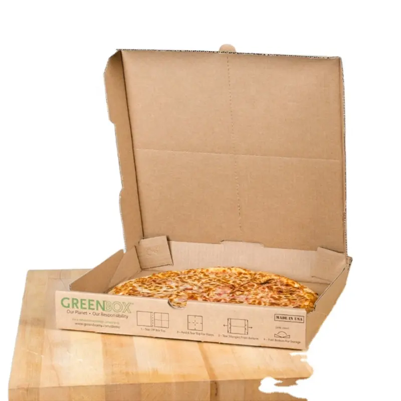 Коробка GreenBox 14x14x1 3/4 дюйма, коробка для пиццы из гофрированного переработанного материала со встроенными тарелками и контейнером для хранения
