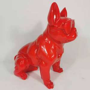 レジンクラフトモダンオフィス家の装飾金動物像赤黒色犬の彫刻 - Product Image 4