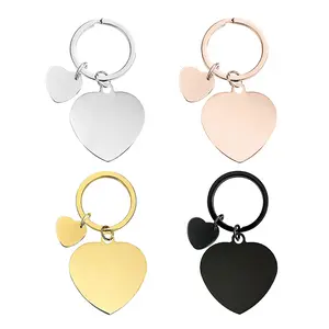 Yiwu Ganggu Custom Keychain Logo Holiday Gift Heart Shape Engraved Metal Keychain Gift