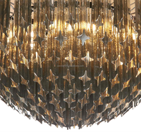 Lustre moderne en verre coupé Murano gris fumé à six niveaux pour salon chambre à coucher