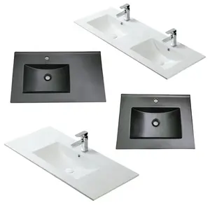 KD9090E Vanity lavabo mat siyah seramik lavabo üretici ince kenar havza banyo dolabı Vanity havza