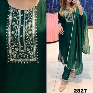 Rayonne de viscose pure la plus vendue 3 pièces Kurtis Pent Dupatta avec séquence de broderie fonctionne en Inde - Product Image 2