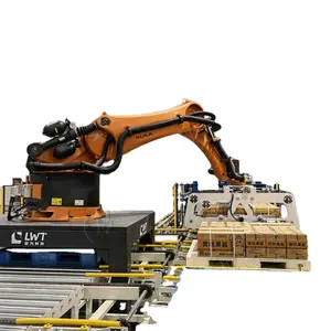 Leadworld mesin kemasan Palletizer robot otomatis jalur kemasan pelet kayu disediakan mesin palet kayu