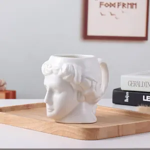 Spanyol Kuno Apollo David 3D Cangkir Kopi Patung Desktop Ornamen Kantor Tempat Pena Kapasitas Besar Mug Keramik