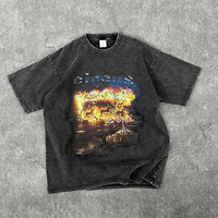 T-shirts pour hommes 100% coton de haute qualité, noir, effet usé, imprimé numérique, logo personnalisé