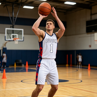 Ensemble de maillots de basket-ball personnalisés en gros, imprimés par transfert thermique, kit uniforme d'équipe, séchage rapide, respirant, col en V, sans manches