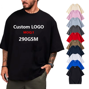 T-shirts de haute qualité 100% coton 280 g/m², personnalisés, unisexes, surdimensionnés, style hip-hop, impression logo en relief, pour hommes - Product Image 1