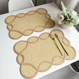Set <span class=keywords><strong>de</strong></span> <span class=keywords><strong>table</strong></span> en corde <span class=keywords><strong>de</strong></span> <span class=keywords><strong>papier</strong></span> tressée, style campagnard américain, décoration <span class=keywords><strong>de</strong></span> mariage, isolation thermique, couleur unie, formes variées - Product Image 4