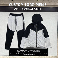 Ensemble de survêtement décontracté pour homme, personnalisé avec logo, respirant, tricoté, 2 pièces, veste à capuche et pantalon de jogging, polyester/coton, style polo