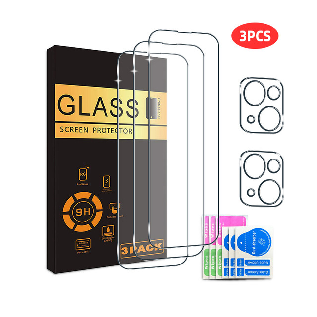 3 Packs Clear 9H Hardness Ultra-Thin Tempered Glass Screen Protector for 15 with Bubble-Free Adhesive
