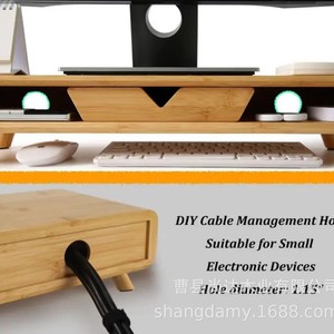 Support de moniteur d'ordinateur de bureau en bois massif simple, support de rangement multifonctionnel pour bureaux, base élévatrice d'écran - Product Image 4